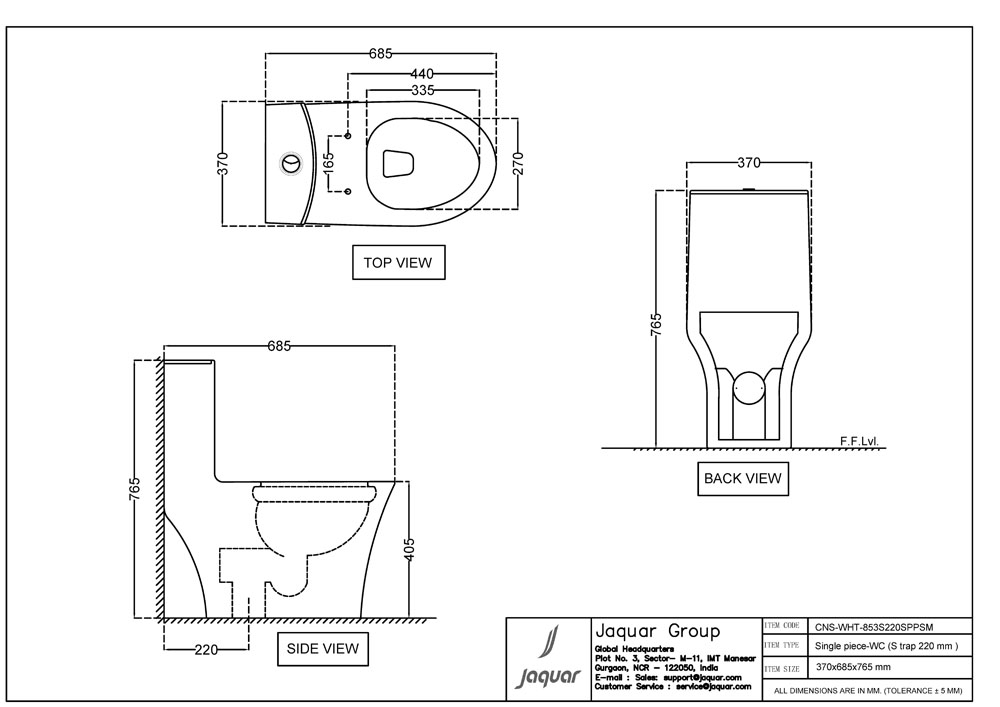 Continental Series S Trap Single Piece Floor WC Jaquar UAE