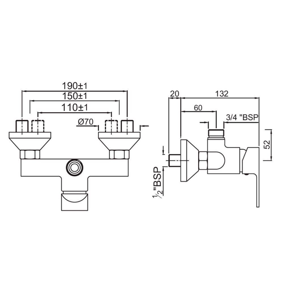 Jaquar Faucets Lyric Single Lever Exposed Shower Mixer Lyr