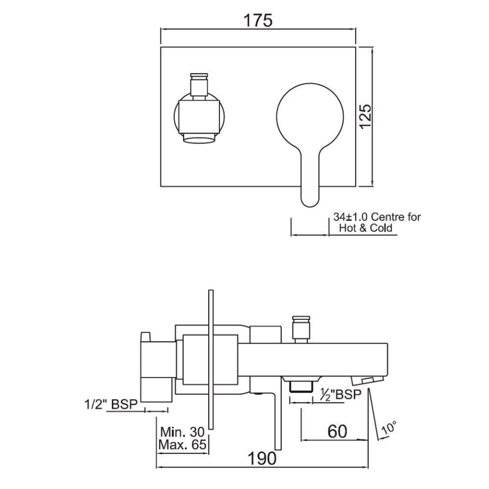 Fusion HiFlow InWall Manual Valve with Bath Spout | Jaquar UAE