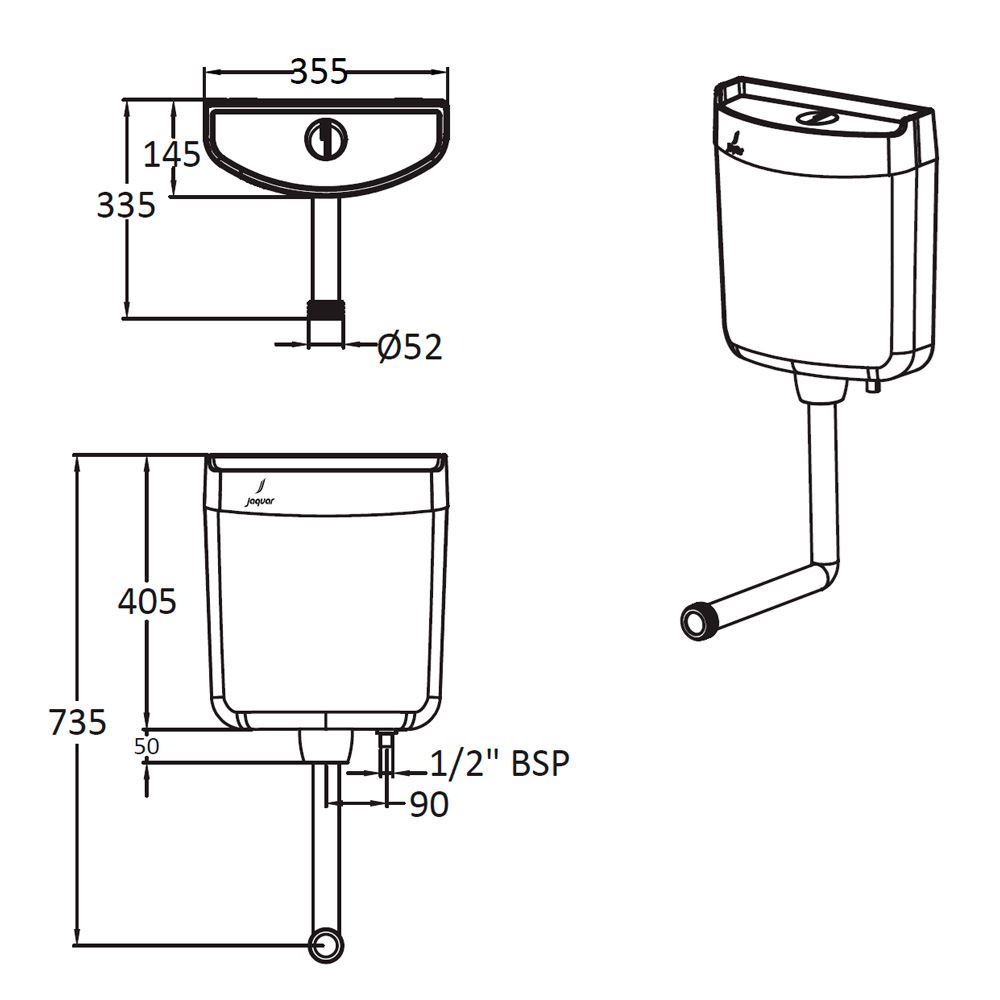 Jaquar Flushing Systems Whc Wht 184a Slim Wall Hung Cistern Jaquar Uae