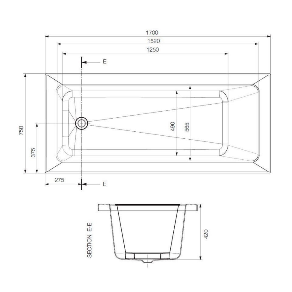 Fonte 1700x750x420mm Built-in Bath Tub | Jaquar UAE