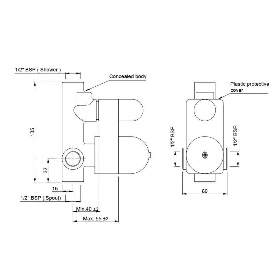 Inwall Body of Single Lever Diverter Jaquar UAE