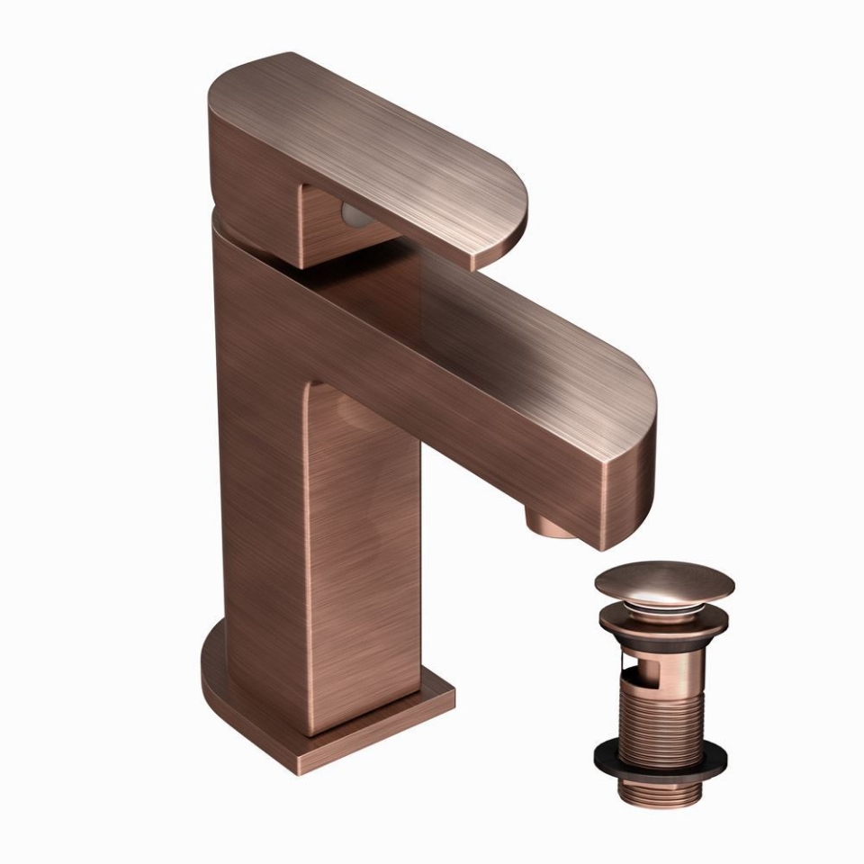 Picture of Single Lever Basin Mixer with click clack waste - Antique Copper