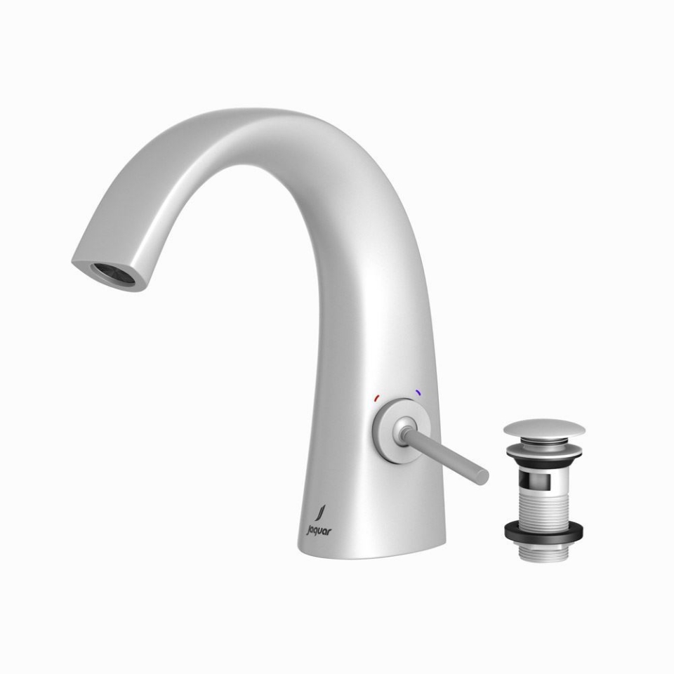 Picture of Joystick Basin Mixer with click clack waste - White Matt