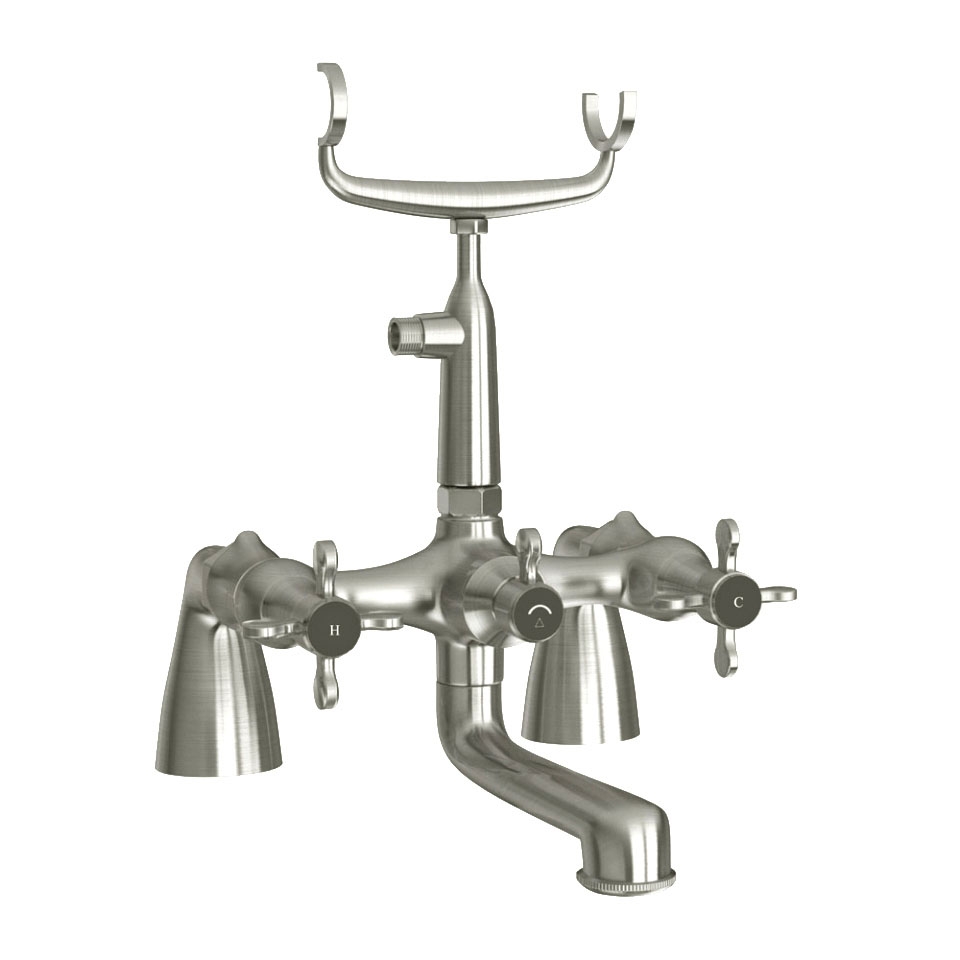 Picture of Bath & Shower Mixer with Telephone Shower Crutch - Stainless Steel