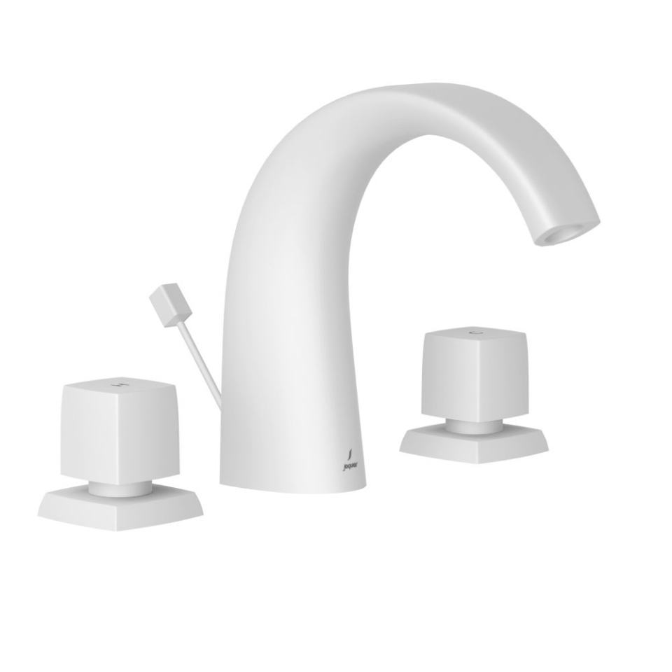 Picture of 3 Hole Basin Mixer with popup waste - White Matt