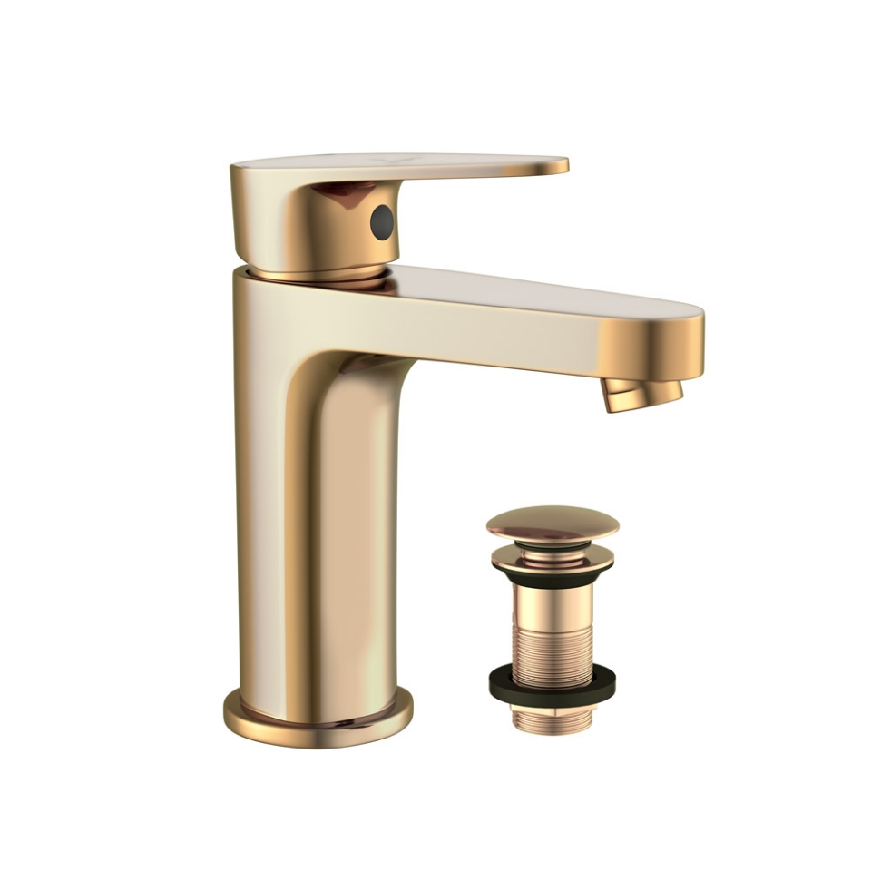 Picture of Single Lever Basin Mixer with click clack waste - Auric Gold