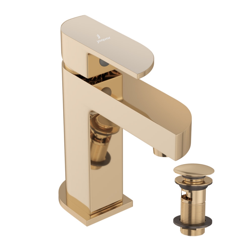 Picture of Single Lever Basin Mixer with click clack waste - Auric Gold