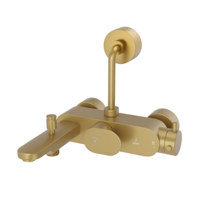 Picture of Exposed Thermostatic Bath & Shower Mixer 3-in-1 System - Gold Matt PVD