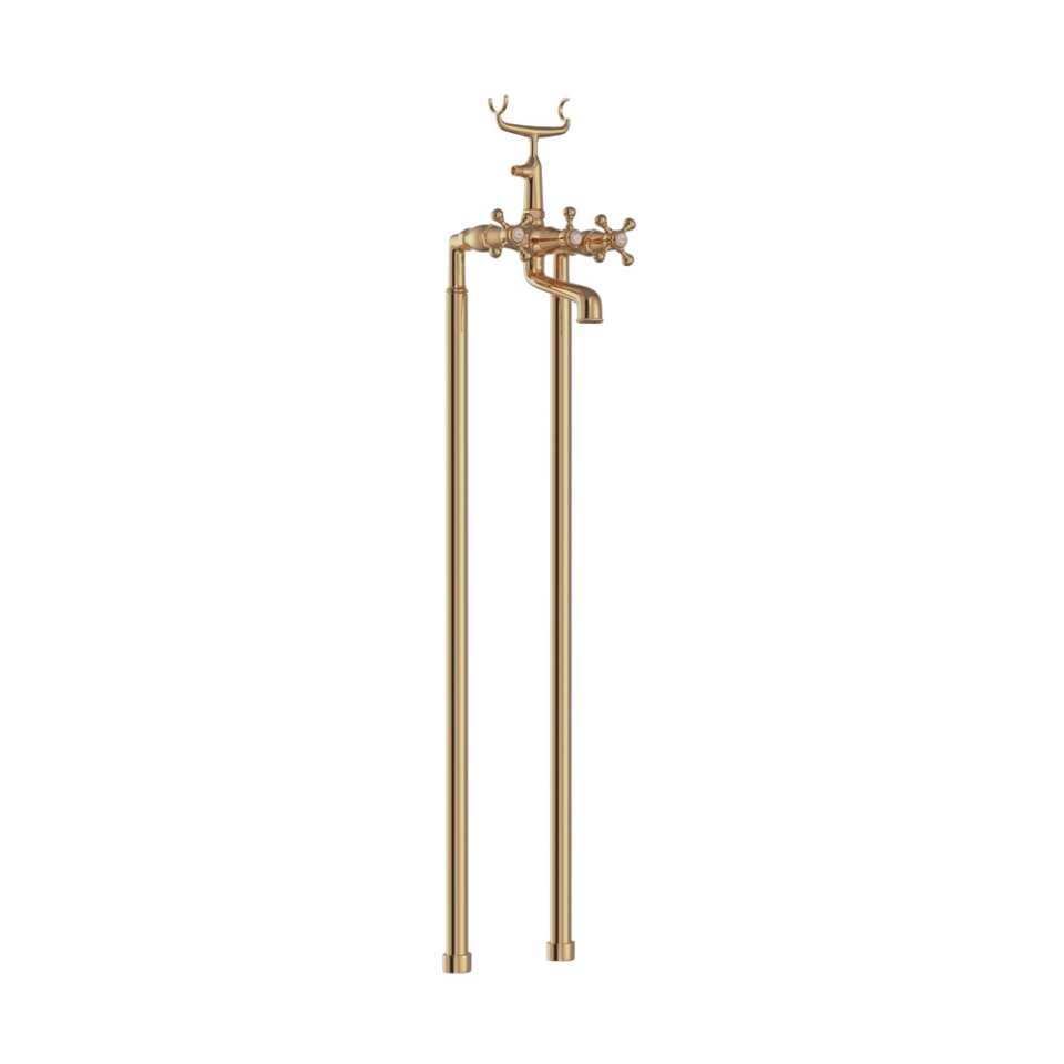 Picture of Bath & Shower Mixer with Telephone Shower Crutch - Auric Gold