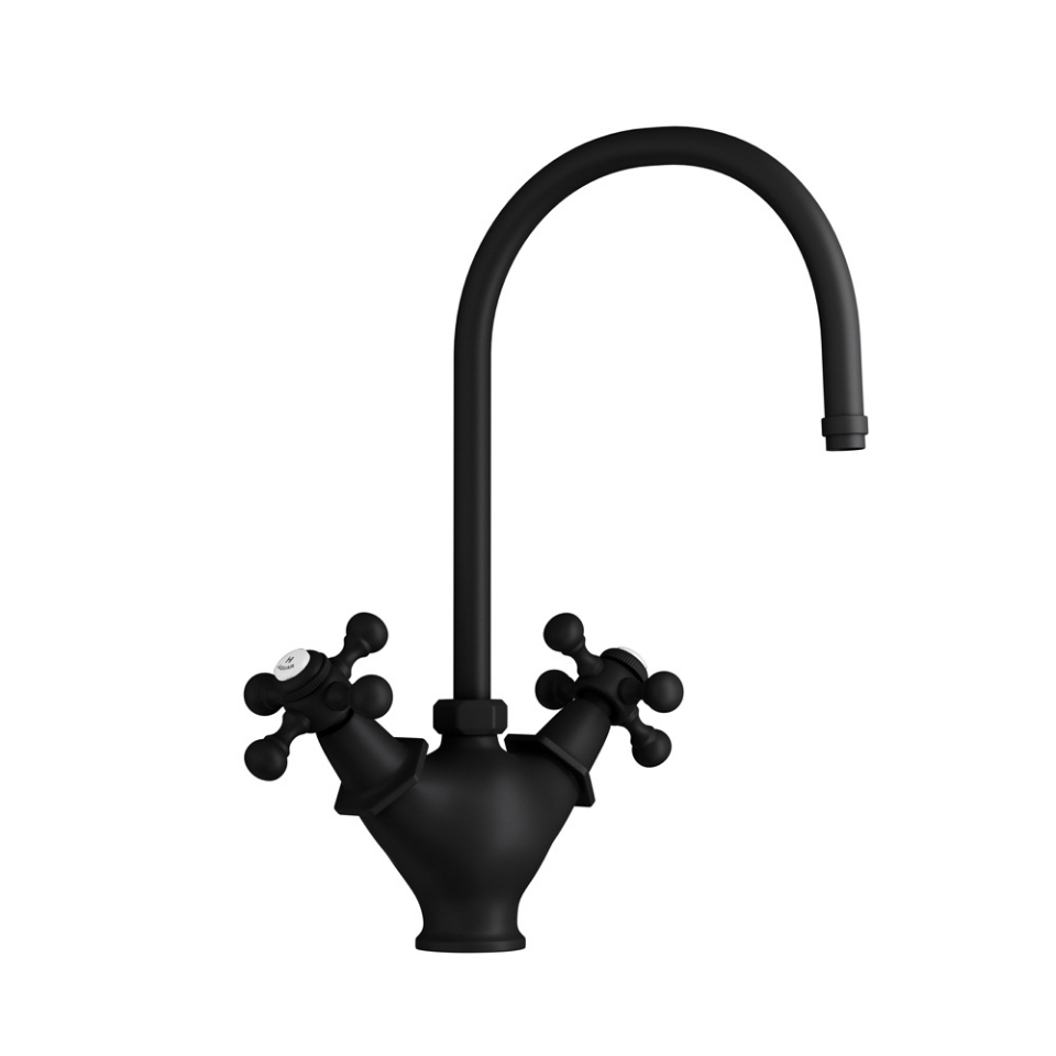 Queens 2 Lever Black Mono Sink Mixer Swivel Spout Jaquar Uae