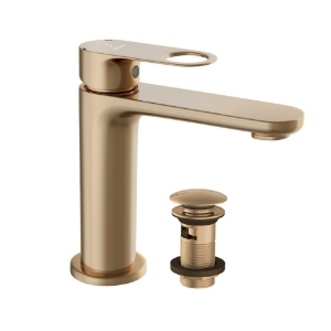 Picture of Single Lever Basin Mixer with click clack waste - Auric Gold