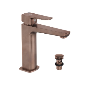 Picture of Single Lever Basin Mixer with click clack waste - Antique Copper