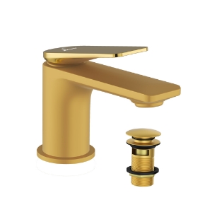 Picture of Single Lever Basin Mixer - Lever: Gold Bright PVD | Body: Gold Matt PVD