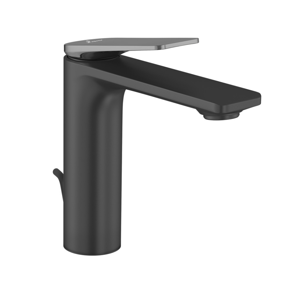 Picture of Single Lever Extended Basin Mixer with Popup Waste - Lever: Black Chrome | Body: Black Matt