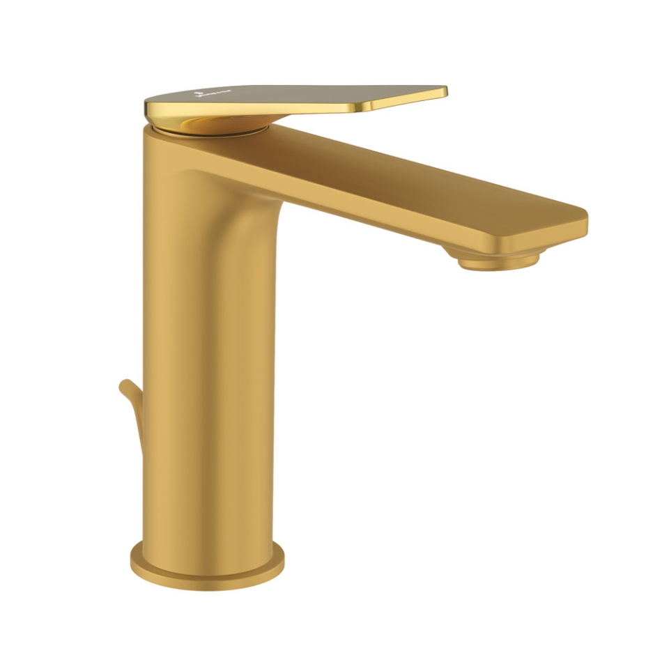 Picture of Single Lever Extended Basin Mixer with Popup Waste - Lever: Gold Bright PVD | Body: Gold Matt PVD