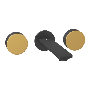 Picture of Exposed Part Kit of In-wall 3-Hole Basin Mixer - Lever: Gold Matt PVD | Body: Black Matt