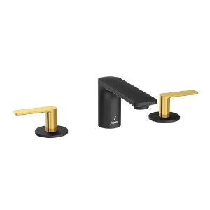 Picture of 3-Hole Basin Mixer - Lever: Gold Matt PVD | Body: Black Matt