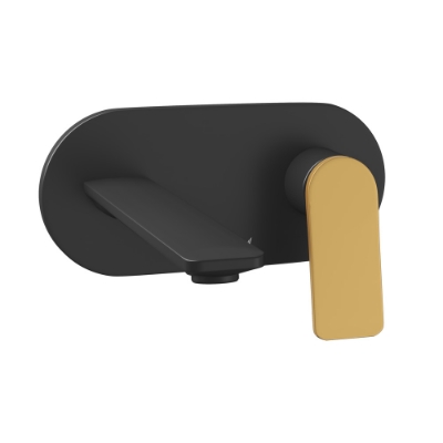 Picture of Exposed Parts of Single Lever Built-in In-wall Manual Valve - Lever: Gold Matt PVD | Body: Black Matt