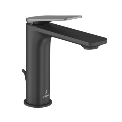 Picture of Single Lever Extended Basin Mixer with Popup Waste - Lever: Black Chrome | Body: Black Matt